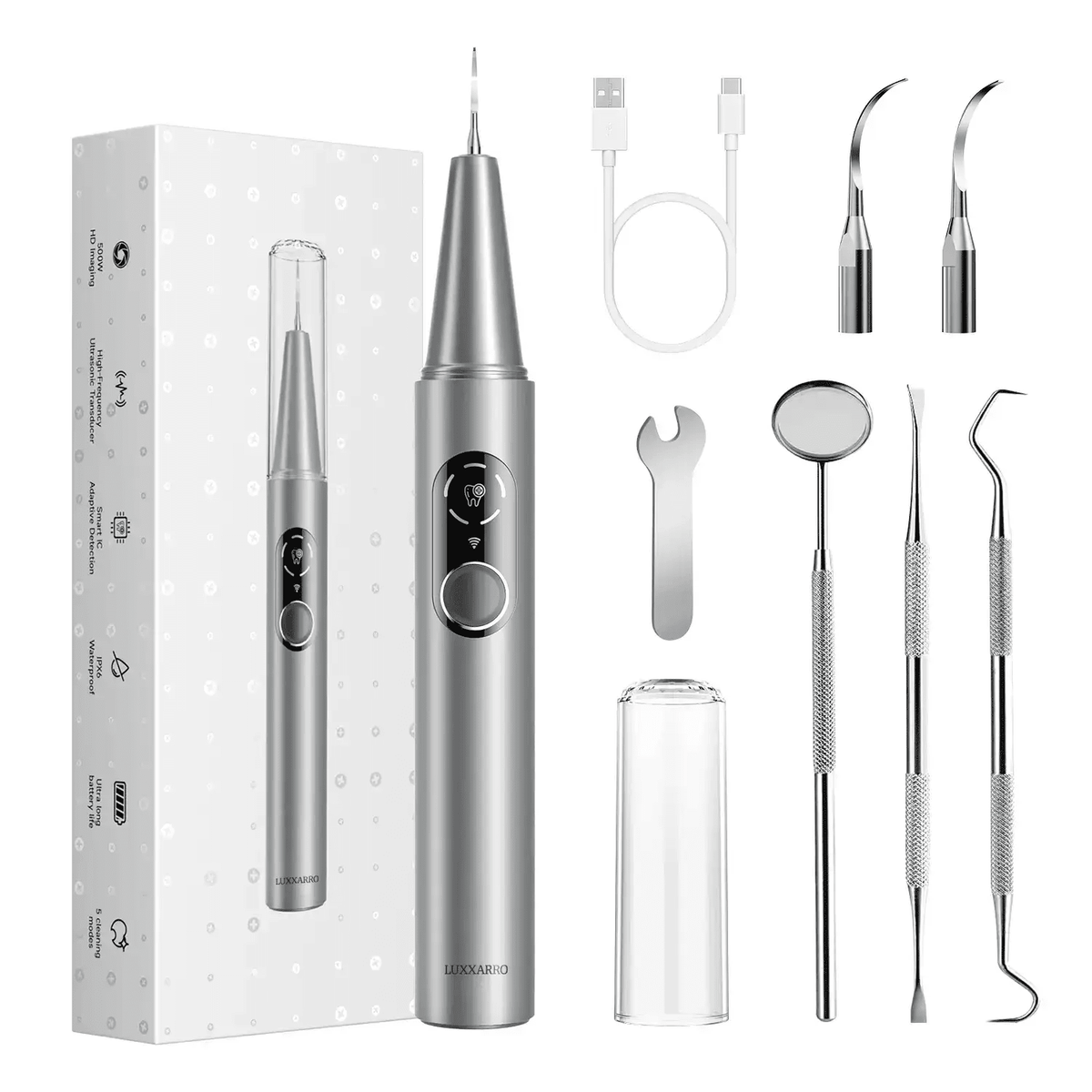 Ultrasonic Teeth Cleaner for Home Tartar & Plaque Removal - Luxxarro