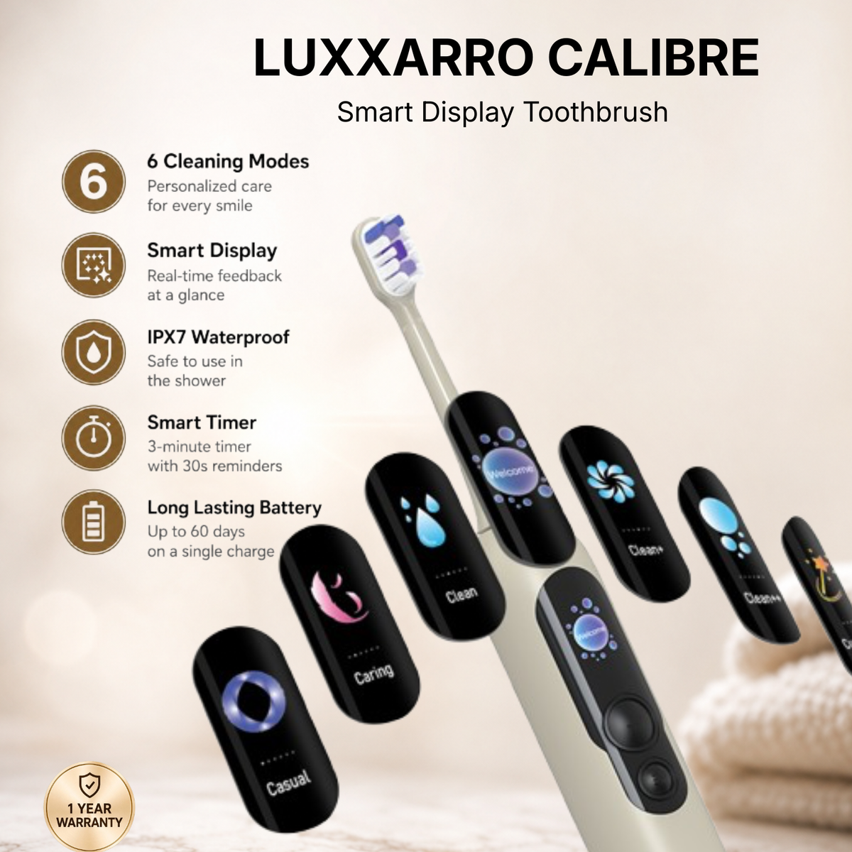 Sonic Electric Toothbrush, 6 Cleaning Modes, 60° Oscillation, USB-C Charging